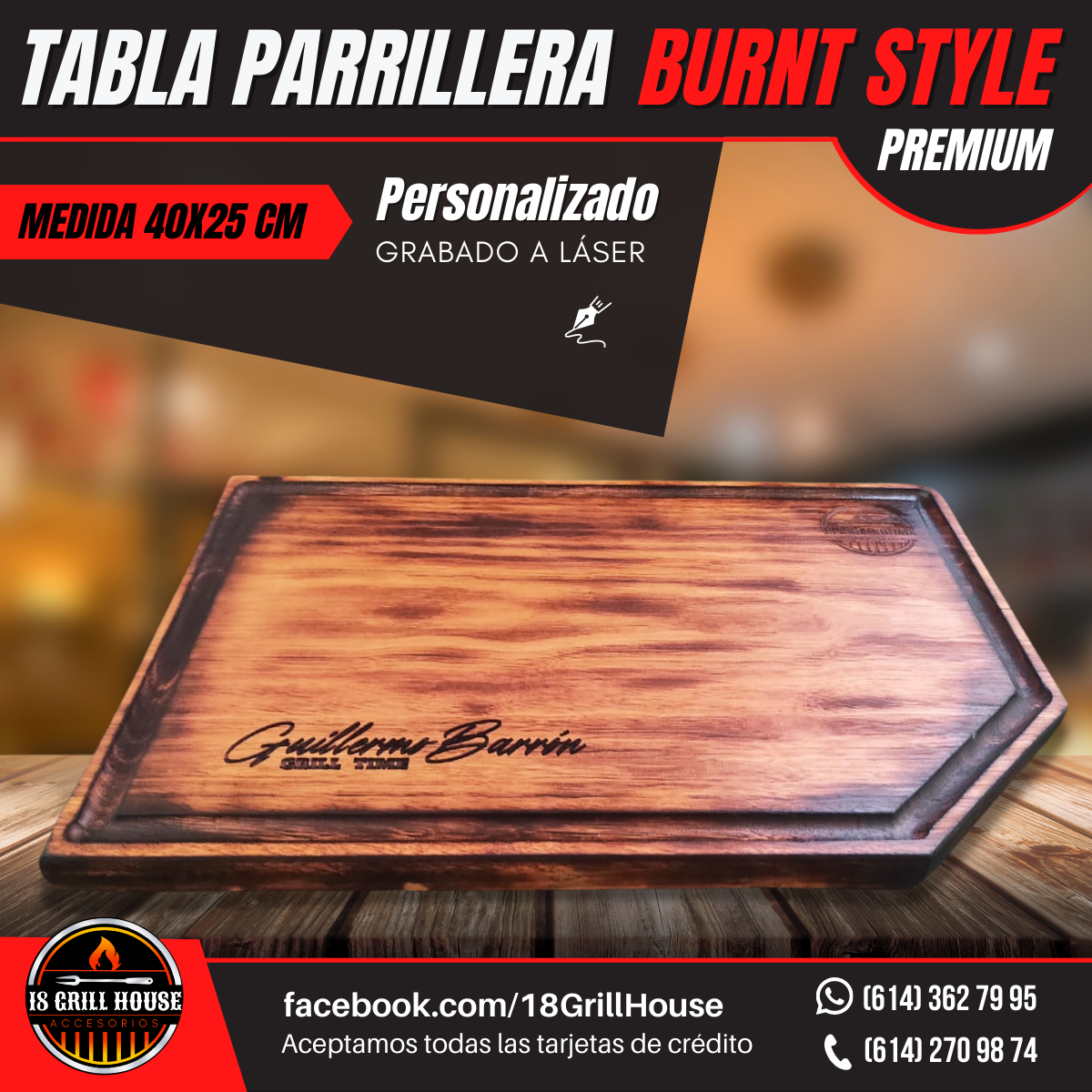 TABLA DE MADERA PARA CORTAR Y SERVIR CHURRASCO 50X32X2,2 MUIR BNZ