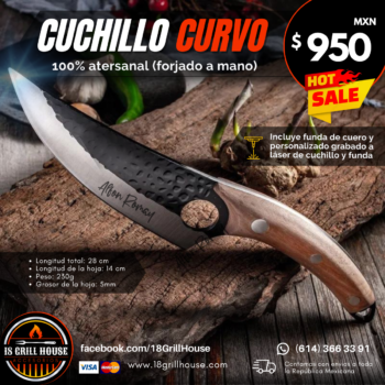Cuchillo curvo forjado a mano 18 grill house