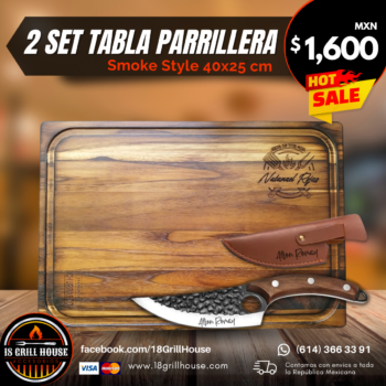 2 Set cuchillo curvo tabla parrllera 18 Grill House