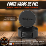 Juego de porta vasos de piel