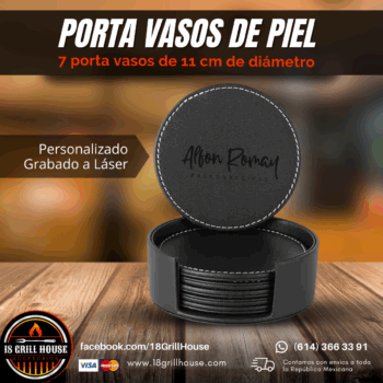 Juego de porta vasos de piel